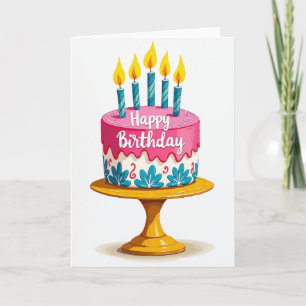 Cartão de Aniversário de Bolo Artístico