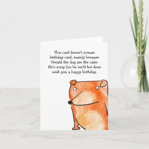 Cartão de aniversário de bolo ausente