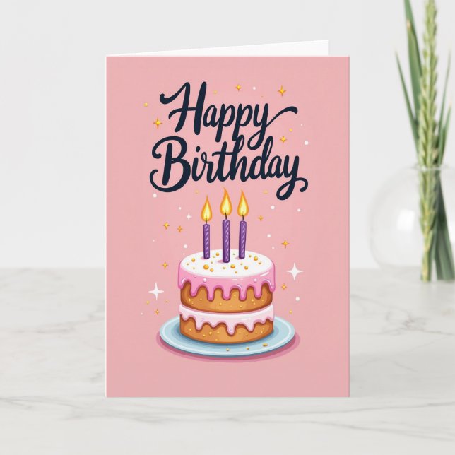 Cartão de Aniversário de Bolo Caprichoso (Frente)