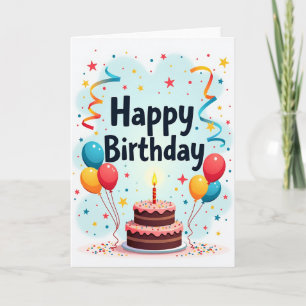 Cartão de Aniversário de Bolo com Granulado
