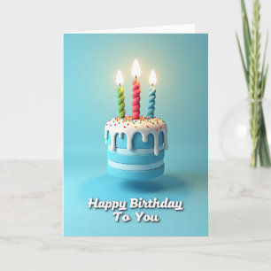 Cartão de Aniversário de Bolo de Camadas Azuis