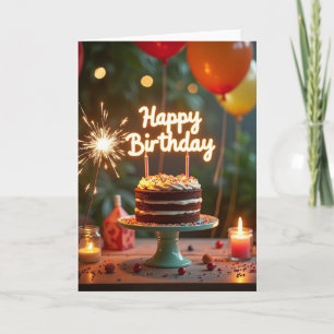 Cartão de Aniversário de Bolo de Chocolate