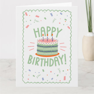 Cartão de Aniversário de Bolo de Confete Ondulado