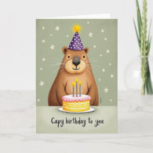 Cartão de Aniversário de Bolo de Hipopótamo Fofo