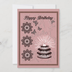 Cartão De Aniversário De Bolo E Mandala