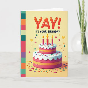 Cartão de Aniversário de Bolo Iluminado