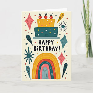Cartão de Aniversário de Bolo Pontilhado Doce