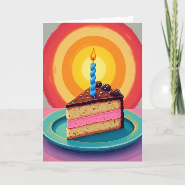 Cartão de Aniversário de Bolo Salpicado (Frente)