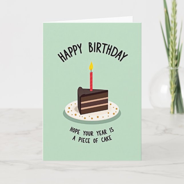 Cartão de Aniversário de Bolo Verde Menta (Frente)