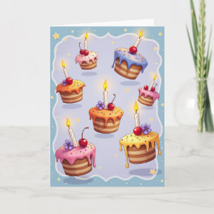 Cartão de Aniversário de Bolos Pastel