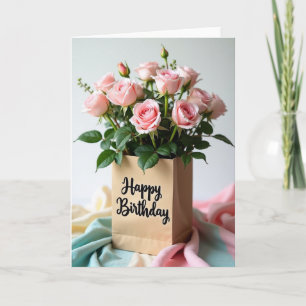 Cartão de Aniversário de Bolsa Floral