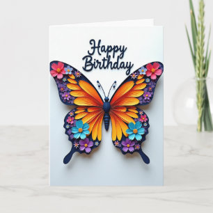 Cartão de Aniversário de Borboleta Vibrante