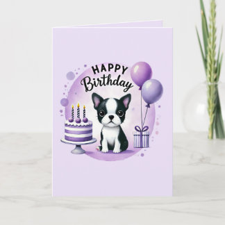 Cartão de Aniversário de Boston Terrier