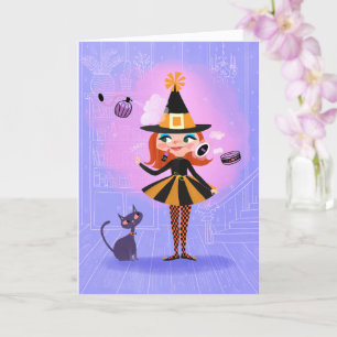 Cartão de Aniversário de Bruxa Vermelha Magic