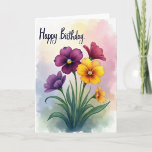 Cartão de Aniversário de Buquê Pintado