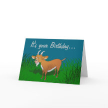 Cartão de aniversário de cabra castanha