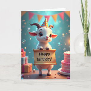 Cartão de Aniversário de Cabra Sorridente