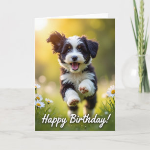 Cartão de Aniversário de Cachorrinho Animado