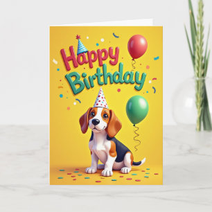 Cartão de Aniversário de Cachorrinho de Desenho An