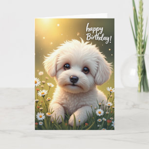 Cartão de Aniversário de Cachorrinho Ensolarado