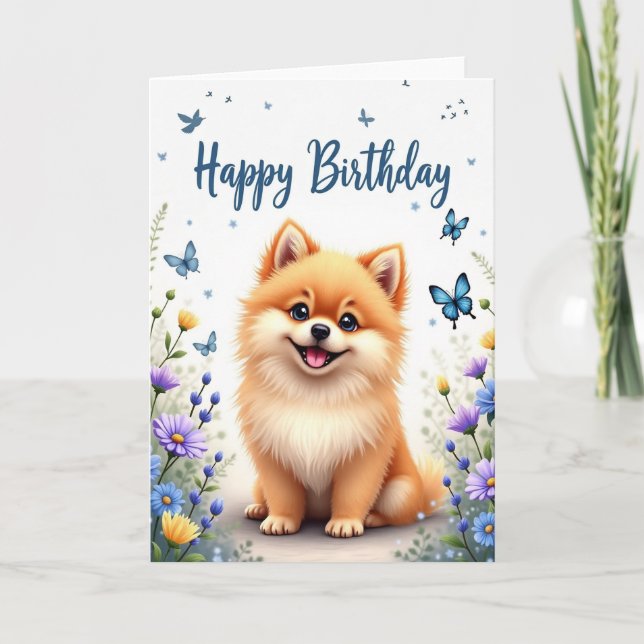 Cartão de Aniversário de Cachorrinho Feliz (Frente)
