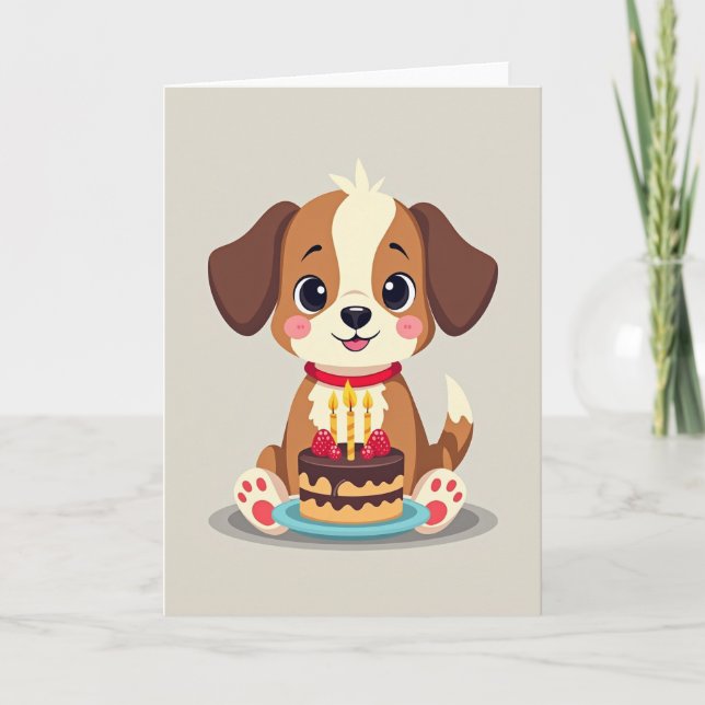 Cartão de Aniversário de Cachorrinho Fofo (Frente)