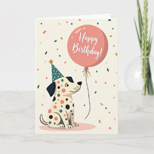 Cartão de Aniversário de Cachorrinho Malhado Fofo
