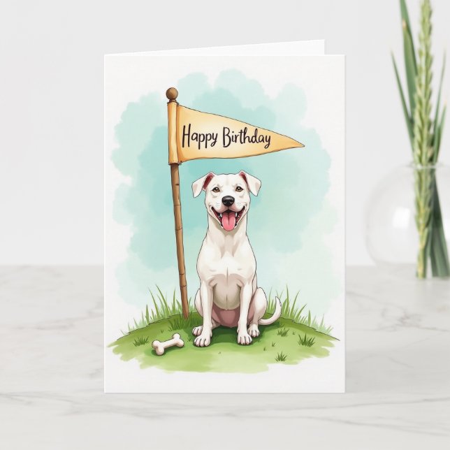 Cartão de Aniversário de Cachorro Alegre (Frente)