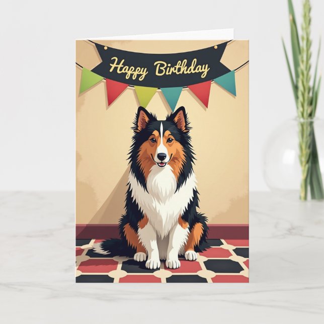 Cartão de Aniversário de Cachorro Artístico (Frente)