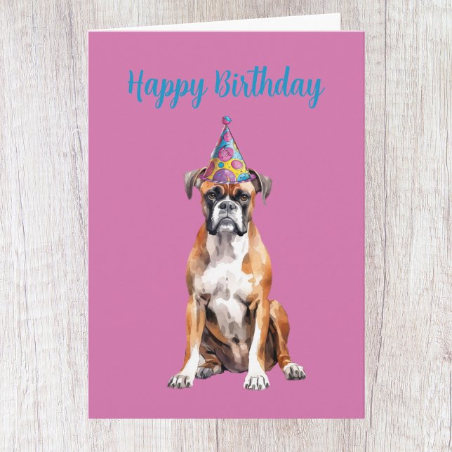 Cartão de Aniversário de Cachorro Boxer Fofo (Criador carregado)