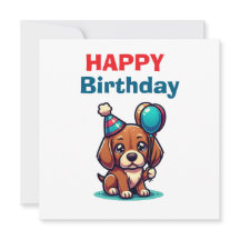 Cartão de Aniversário de Cachorro Cartoon Fofo - M