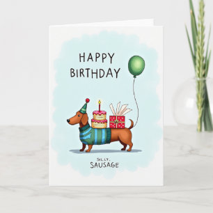 Cartão de Aniversário de Cachorro com Bolo e Prese