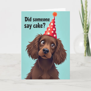 Cartão de aniversário de cachorro com chapéu capri