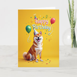 Cartão de Aniversário de Cachorro com Chapéu de Fe