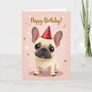 Cartão de Aniversário de Cachorro com Chapéu de Fe