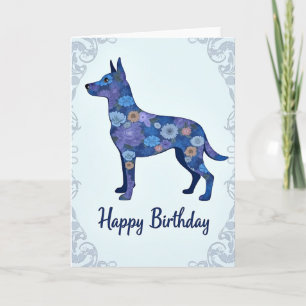 Cartão de Aniversário de Cachorro com Desenho Flor
