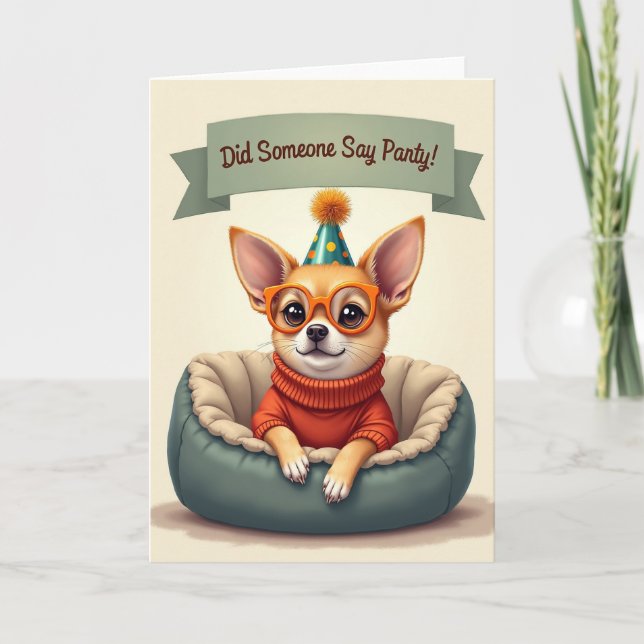 Cartão de Aniversário de Cachorro de Óculos (Frente)