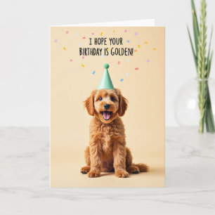 Cartão de Aniversário de Cachorro Dourado