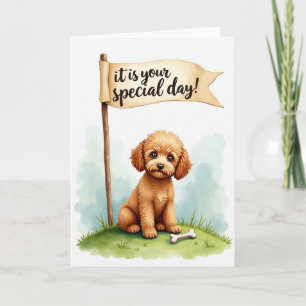 Cartão de Aniversário de Cachorro Felpudo Alegre