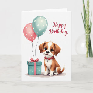 Cartão de Aniversário de Cachorro Festivo