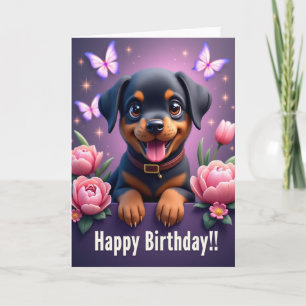Cartão de Aniversário de Cachorro Fofo