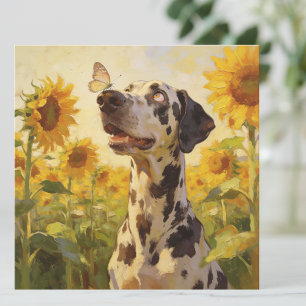 Cartão de Aniversário de Cachorro Fofo e Girassol