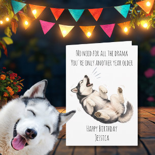 Cartão de Aniversário de Cachorro Husky Engraçado