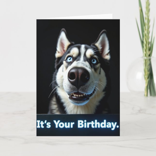 Cartão de Aniversário de Cachorro Intenso (Frente)