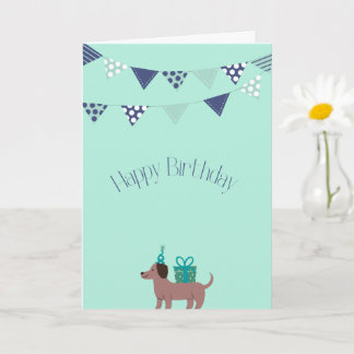 Cartão de aniversário de cachorro salsicha fofo