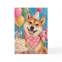 Cartão de Aniversário de Cachorro Shiba para Amant