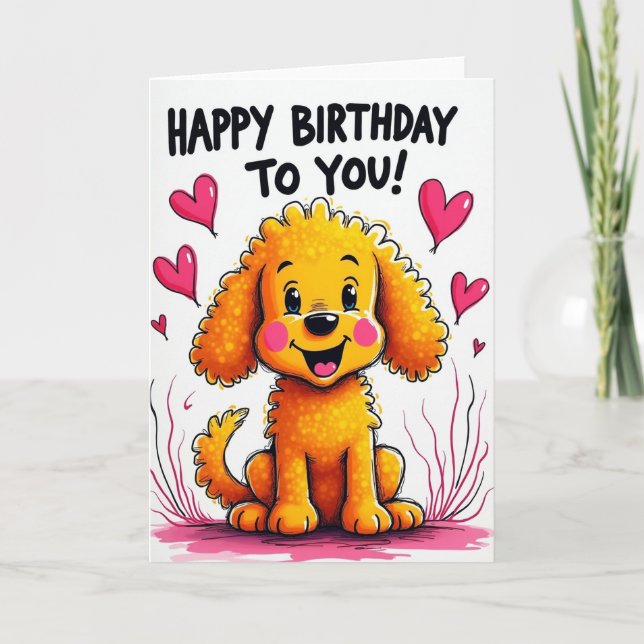 Cartão de Aniversário de Cachorro Sorridente (Frente)