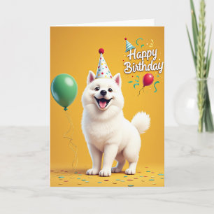 Cartão de Aniversário de Cachorro Sorridente com C