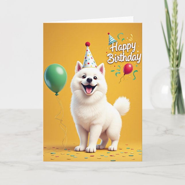 Cartão de Aniversário de Cachorro Sorridente com C (Frente)