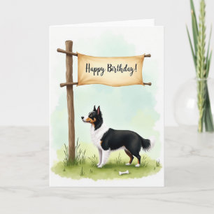 Cartão de Aniversário de Cachorro Tri Color